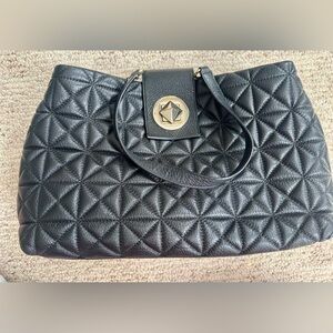 Kate Spade Astor Court Quilted Black Leather Large Tote.